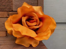 Kunstbloemen oranje rozen, diameter 13 cm