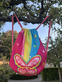 Kinder Handdoek & Rugzak roze – 2-in-1 Vlinder