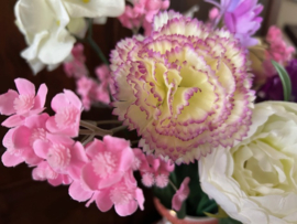 Kunstbloemen boeket paars, roze en crème