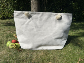 Ibiza Strandtas & Shopper – Mandala Wit/Blauw (38 x 57 cm)