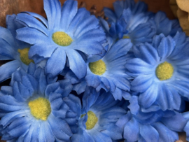 Kunstbloemen madeliefjes blauw, diameter 5,5 cm