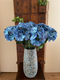 Boeket kunstbloemen hortensia's blauw, diameter 16 cm
