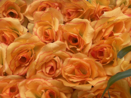 Kunstbloemen Franse rozen oranje, diameter 12 cm