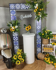 Backdrop zonnebloemen Xava Events Arnhem bruiloft/trouwerij