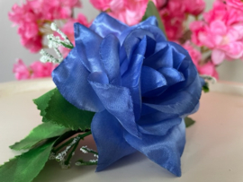 Kunstbloemen pioenrozen blauw met blad en gipskruid