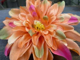 Kunstbloem dahlia zalm roze, diameter 15 cm