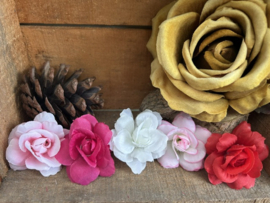 Kunstbloemen roosjes crème/ roze, diameter 4 cm