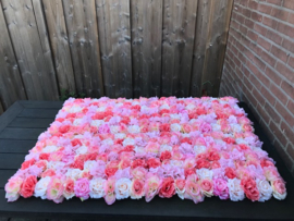 Flowerwall/bloemenmuur peach mix roze 120x80 cm