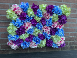 Flowerwall/bloemenmuur paneel 40x60 cm kunstbloemen hortensia soorten