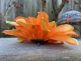 Kunstbloem dahlia zalm roze, diameter 15 cm