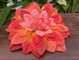 Kunstbloemen zonder steel, dahlia oranje, diameter 22 cm
