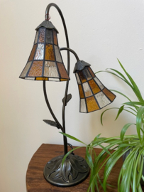 Tiffany bureaulamp, tafellamp met 2 lichtbronnen