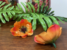 Kunstbloemen anemoon oranje diameter 6 cm
