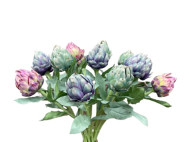 Kunstbloemen artisjokken 3 kleuren hoogte 58 cm