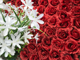 Kunstbloemen rozen dirty red diameter 10 cm