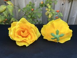 Kunstbloemen Franse rozen geel, diameter 12 cm
