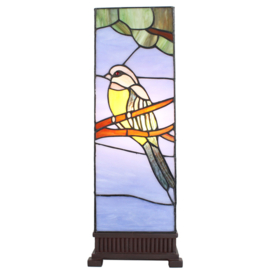 Tiffany tafellamp zuil, tropische vogel 48x15x15 cm
