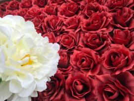 Kunstbloemen rozen dirty red diameter 10 cm