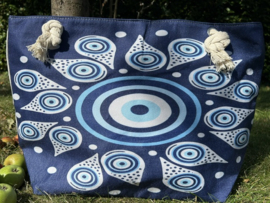 Ibiza Strandtas & Shopper – Mandala Donkerblauw (38 x 57 cm)