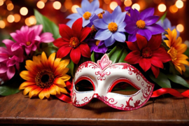 bloemen masker carnaval/vasteloavend