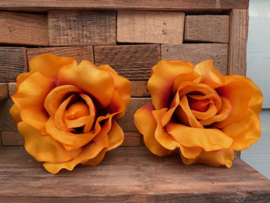 Kunstbloemen oranje rozen, diameter 13 cm