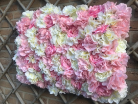 Flower wall/bloemenwand paneel roze/creme 40x60 cm bruiloft