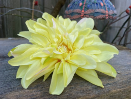 Kunstbloemen dahlia geel, diameter 15 cm