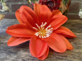 Kunstbloemen dahlia oranje diameter 15 cm