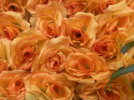 Kunstbloemen Franse rozen oranje, diameter 12 cm