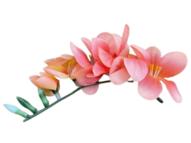 Kunstbloemen fresia koraal roze, steel 14 cm, 6 bloemen