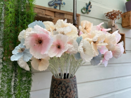 Kunstbloemen klaprozen 60 cm hoog, 5 bloemen per tak