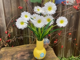 Kunstbloemen gerbera wit tak/boeket met 3 bloemen hoogte 55 cm