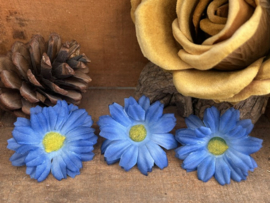 Kunstbloemen madeliefjes blauw, diameter 5,5 cm