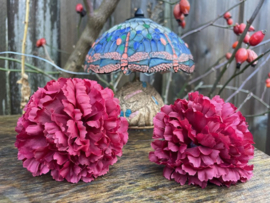 Kunstbloemen anjers wijnrood diameter 9 cm