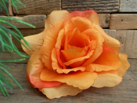 Kunstbloemen Franse rozen oranje, diameter 12 cm