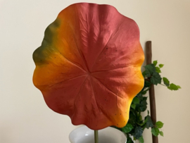 Kunstbladeren groot Lotus blad rood, hoogte 96 cm diameter 25 cm