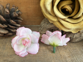 Kunstbloemen roosjes crème/ roze, diameter 4 cm