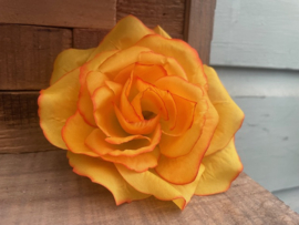 Kunstbloemen Franse rozen oranje, diameter 12 cm