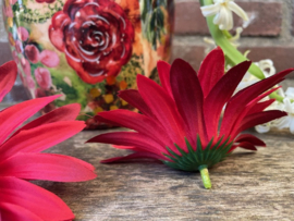 Kunstbloemen zonder steel, zonnehoed rood, diameter 12 cm