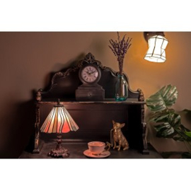 Tiffany tafellamp/bureaulamp roze/beige hoogte 30 cm