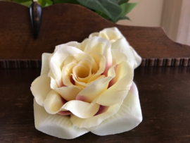 Kunstbloemen rozen creme/paars-roze diameter 12 cm