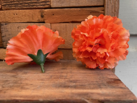 Kunstbloemen anjers oranje, diameter 9 cm