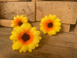 Kunstbloemen mini zonnebloemen diameter 4 cm