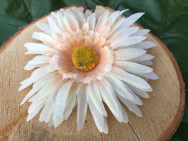 Kunstbloemen, gerbera, lichtgeel/peach 14 cm
