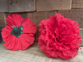 Kunstbloemen anjers rood, diameter 9 cm