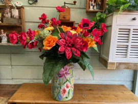 Kunstbloemen boeket rood-oranje