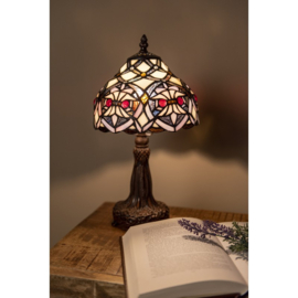 Tiffany lamp, bureaulamp paars/wit hoogte 33 cm