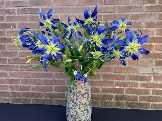 Kunstbloem/kunsttak gloriosa blauw hoogte 77 cm