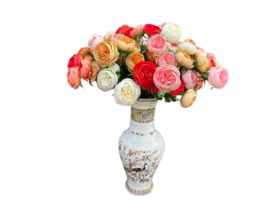 Kunstbloem donkerroze Ranonkel op steel 62 cm