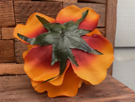 Kunstbloemen oranje rozen, diameter 13 cm